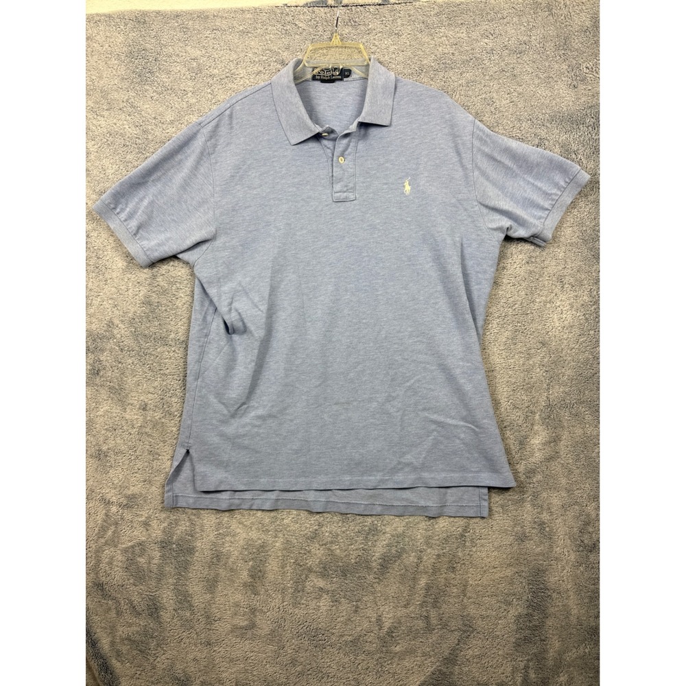 Polo Ralph Lauren Mens XL Blue Short Sleeve Pique Cotton Pony Logo Polo Shirt